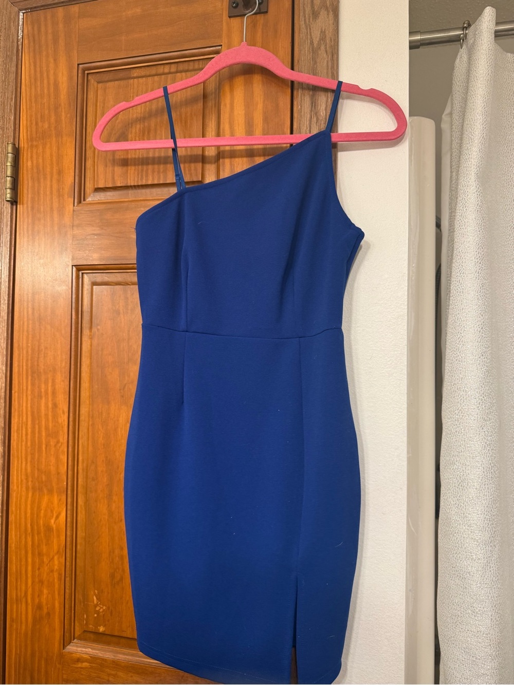 One-Shoulder Mini Dress in Royal Blue